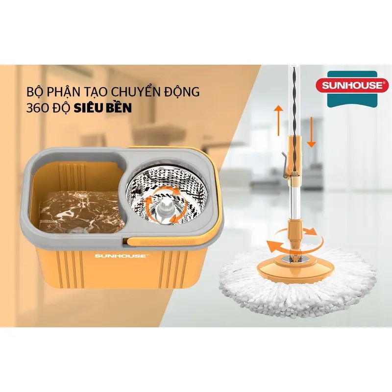 Bộ lau nhà xoay 360 độ SUNHOUSE KS-CL350PB 5