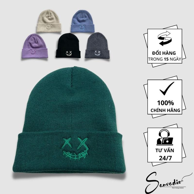 Mũ Len Nam Nữ mặt cười Unisex Nhiều Màu SANVADIO - Nón Len Beanie Phong Cách Hàn Quốc Cực Ngầu MU02 Ca
