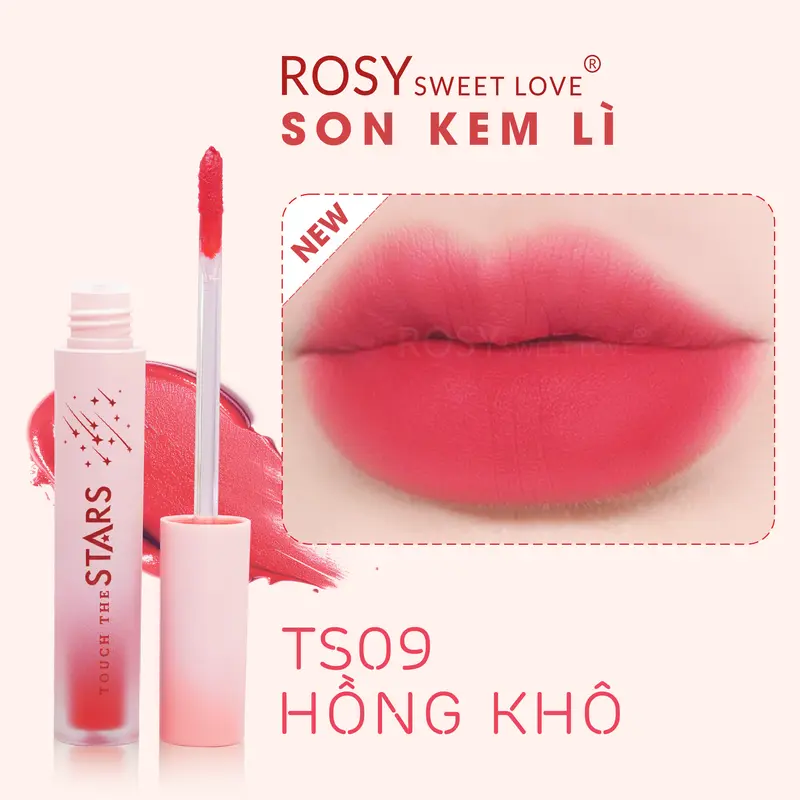 [TẶNG CỌ + GƯƠNG] COMBO 1 son sáp và 1 son kem lì Rosy Sweet Love - Lên màu chuẩn, dưỡng mềm môi Cosmetic Mỹ Phẩm Son Môi Trang Điểm 7