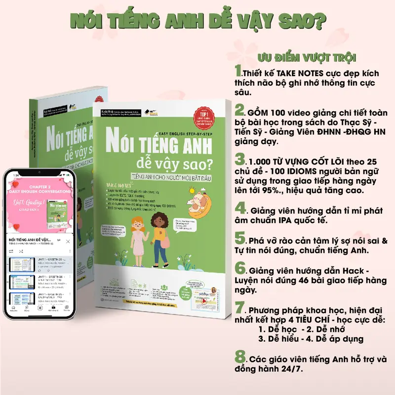 Sách Nói tiếng Anh dễ vậy sao? Easy English Step-By-Step tặng kèm video bài giảng theo sách 1