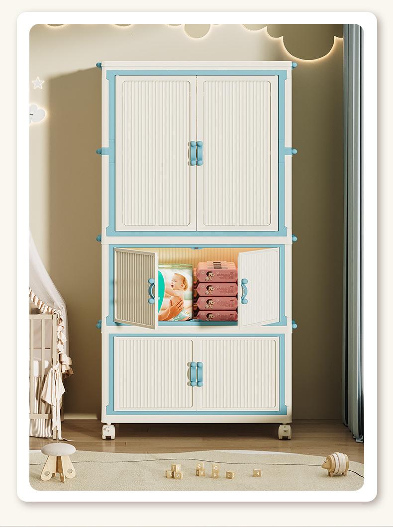 Product Introduction of Household Wardrobe Installation-Free Clothing Storage Cabinets Open Door Foldable Transparent Storage Box Multi-Layer Plastic Locker Organiser 9