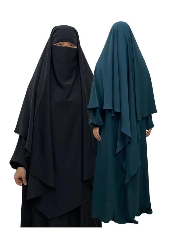 Arabic Clothing-satin Solid Instant Hijab without Dress, Trendy Minimalist Plain Color Khimar, Stylish Soft Comfort Bounce Muslim Hijab Women Accessories for Daily Use 7