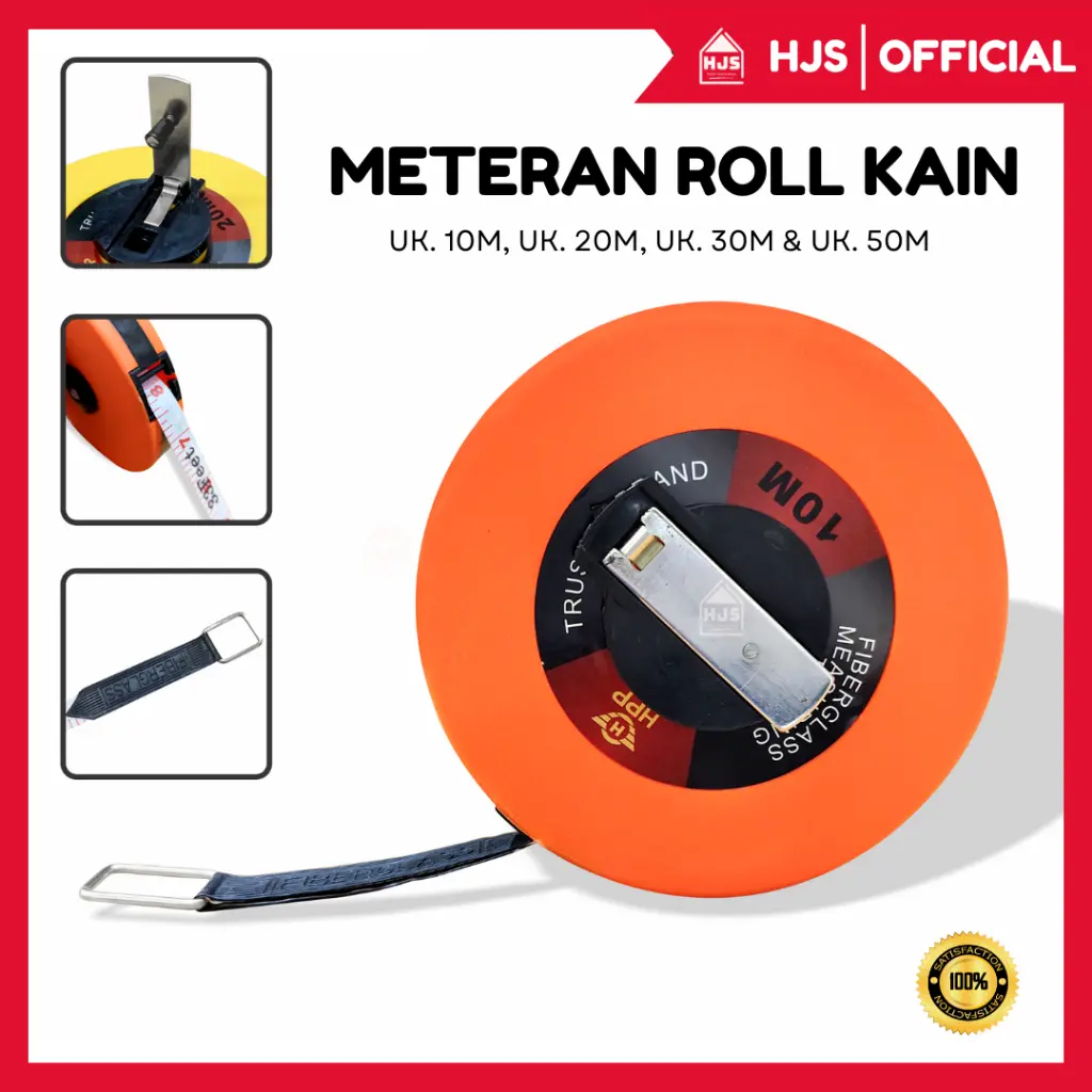 [HJS] Meteran Gulung Roll Kain fiberglass 10M 20M 30M 50M Alat Ukur lingkar badan Jahit Baju Badan hpp Souvenir