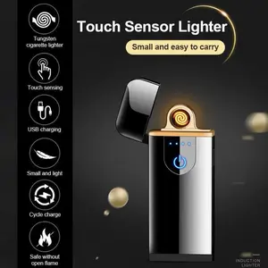 Korek Api Elektrik Fingerprint Touch LEDSensor Sentuh Rechargeable Anti CuranrekPemantik - COD