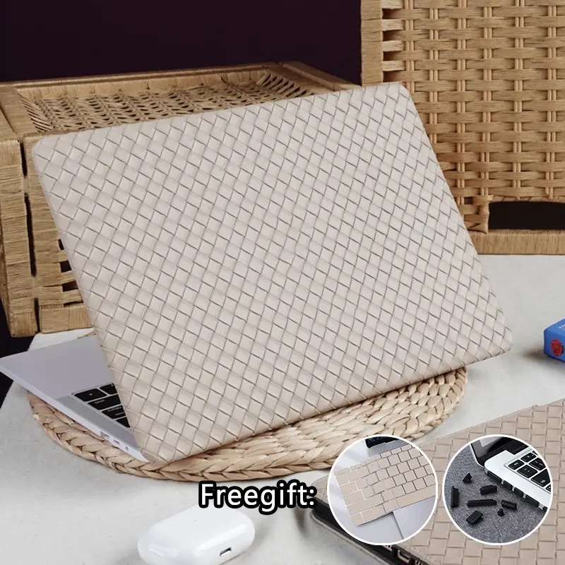 Khaki woven style leather case with keyboard cover + dust plug for 2022 MacBook M2 Air Pro 13 inch a2681 a2338 M1 air 13 Pro 13 Touch Bar a2337 a2289 A1706 a1989 a2159
