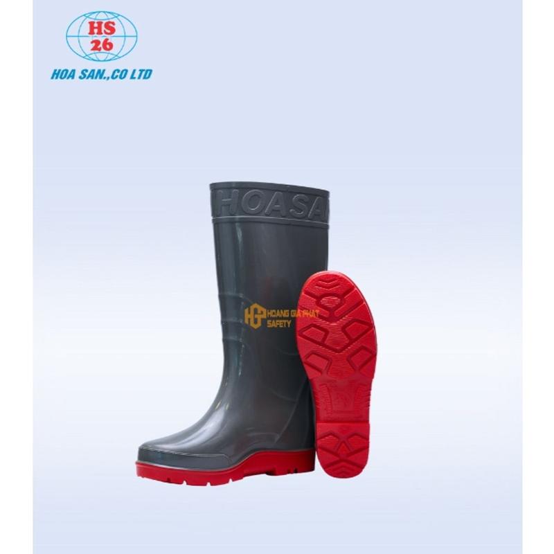 Ủng cao su bảo hộ lao động xám đế đỏ cho nam HOANGGIAPHATSAFETY ủng đi mưa, lội nước, ủng làm vườn, làm ruộng [MẪU MỚI] 1