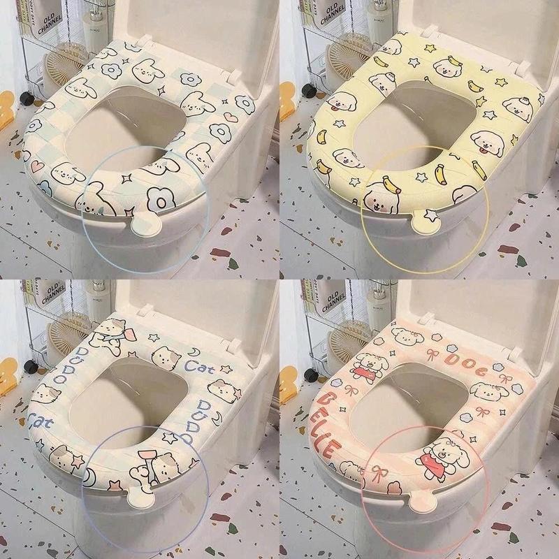  Đệm Lót Bồn Cầu Toilet Hoạ Tiết Dễ Thương Chống Thấm Nước Có Tay Cầm Silicone Tiện Lợi Giúp Giảm Tiếp Xúc Trực Tiếp Giữa Da Và Bề Mặt Bồn Cầu 