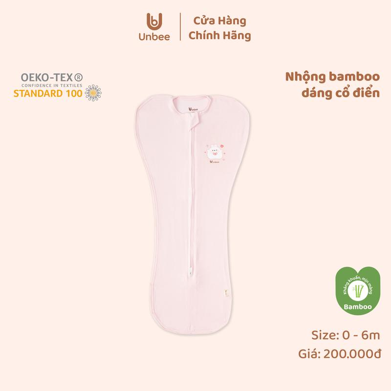 UNBEE Nhộng Chũn Cổ Điển Chất Liệu Bamboo Sợi Tre Kháng Khuẩn Dáng Cổ Điển Cho Bé Từ 0 Đến 6 Tháng