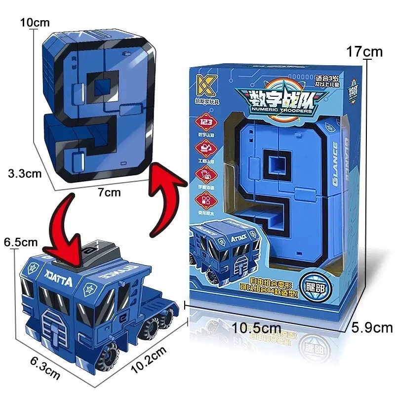 Bộ đồ chơi robot nắp ghép đồ chơi con số biến hình