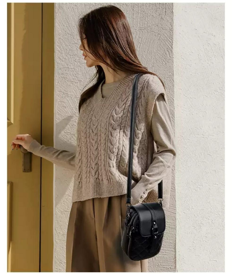 MANONI SHOP - TAS SELEMPANG WANITA MODEL KOREA DESAIN TAS KECIL MINI SLINGBAG TAS HP WANITA BAHAN KUALITAS IMPORT MOTIF JAHIT Kulit PU BISA COD Kanvas Hitam