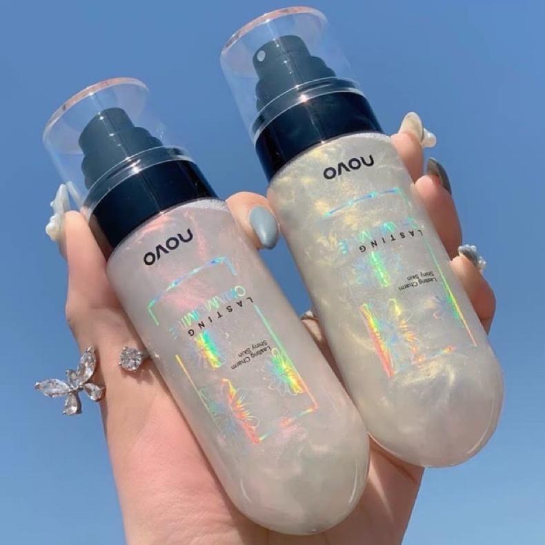 Xịt khoá nền Novo ánh nhũ lấp lánh giữ lớp trang điểm lâu trôi căng bóng Mỹ Phẩm Cosmetic