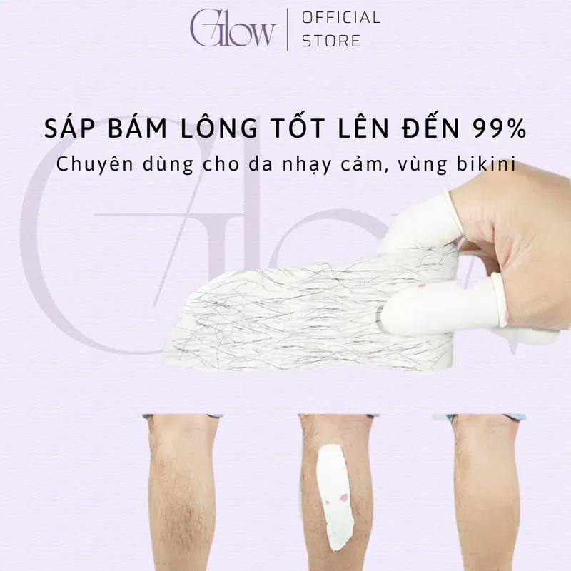 [CHE TÊN] Sáp Wax Lông Nóng Sữa Dừa Premier Cao Cấp GLOW WAXING Siêu Bám Lông Chuyên Wax Bikini, Nách, Body Tặng Que Gỗ sáp  wax 3