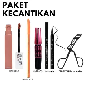 Paket Kecantikan Mata Set 5in1 Lengkap - lipcream - mascara - eyeliner - pensil alis - galenco