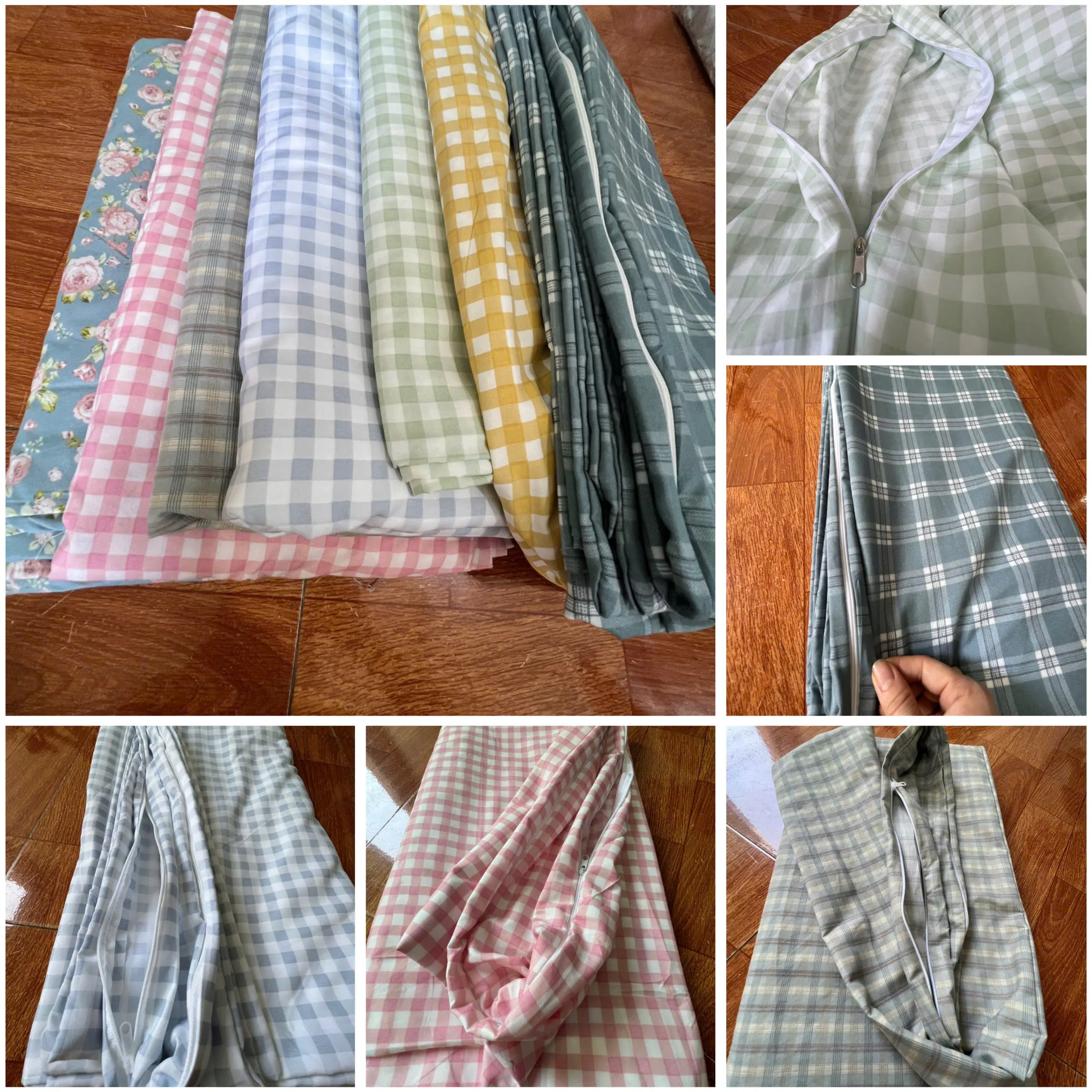 Vỏ chăn cotton Đũi mềm mịn có khóa kéo lồng thêm lõi chăn