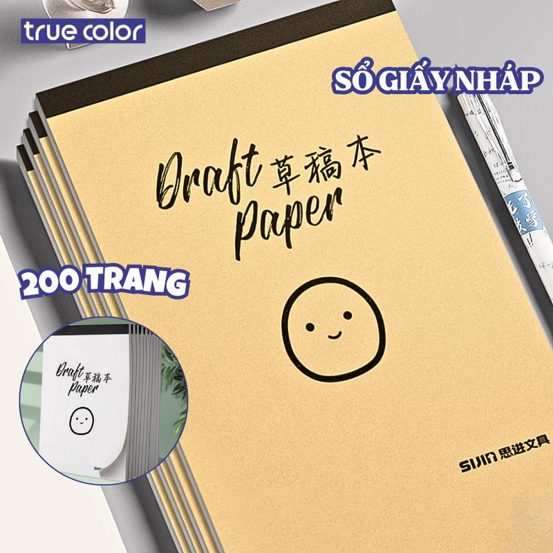 Sổ giấy ghi chú 200 trang, giấy nháp, sổ tay ghi chép - Sổ nháp bìa kraft giấy trắng, sổ tay lật dọc ghi chú note tập vẽ tiện dụng cho học sinh, văn phòng vở  nháp giấy  nháp