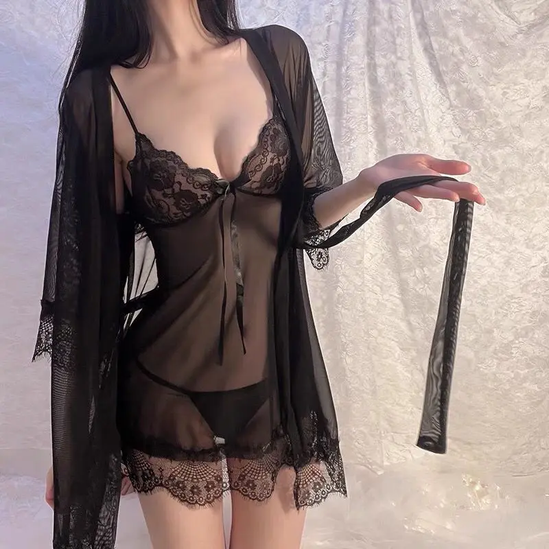 Bộ Đồ Ba Mảnh Thời Trang Mới, 2023, Đồ Lót Xuyên thấu Váy Ngủ Có Dây Đeo, Gợi Cảm Và Cực Kỳ, Ren, Váy Ngủ Nóng Bỏng, Dành Cho Phụ Nữ, Đồ Ngủ Trong Suốt, Đồ Ngủ Gợi Cảm