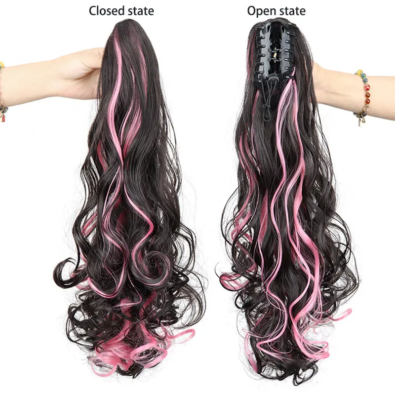 NEW ! Women Long Wig 18 Inch Curly Purple Long Deep Curly Wave Wigs Purple Lace Front Synthetic Wig  main image 3