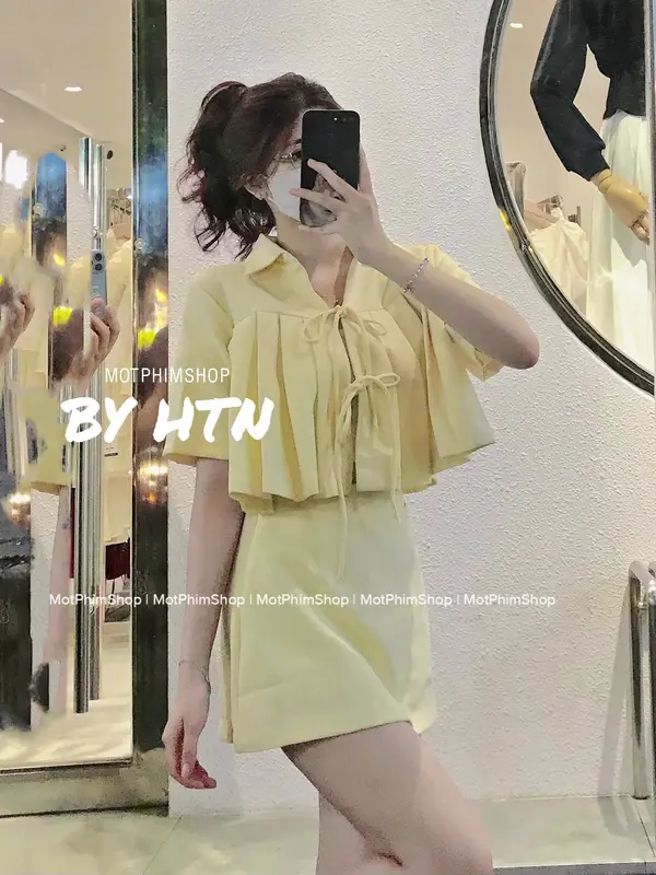 SET đồ nữ hai món áo croptop và chân váy chữ A, SET MOON 0