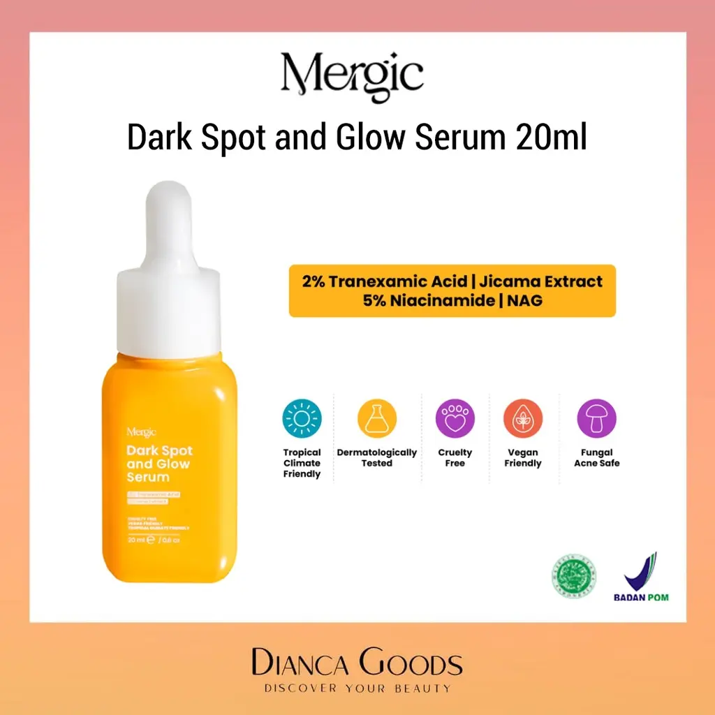 MERGIC Dark Spot and Glow Serum 20ml | Serum wajah mencerahkan  Memudarkan bekas jerawat darkspot dengan Tranexamic Acid Hitam Tetes