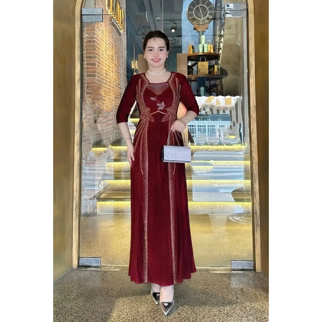 Đầm trung niên dạ hội M536 phù hợp dự tiệc ngồi sui cho mẹ Thanh lịch Dress Nữ Women