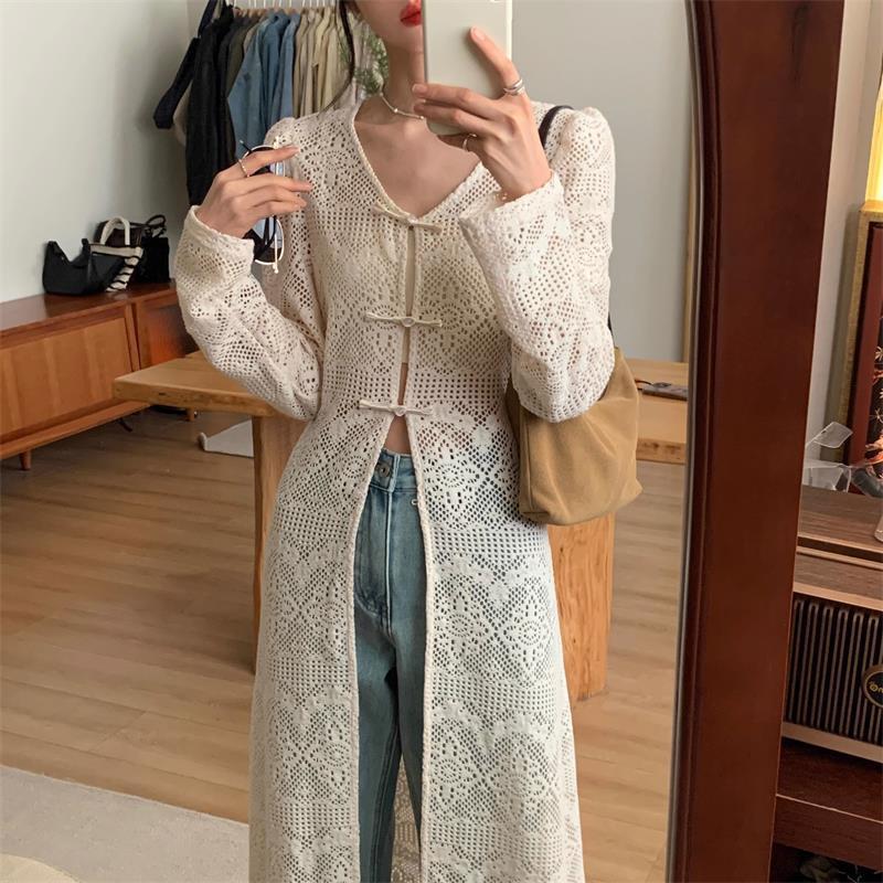 Product Introduction of Áo Cardigan Phong Cách Trung Quốc Mới, Cổ Tròn Mùa Xuân, Phong Cách Dân Tộc, Thiết Kế Khoét Lỗ Nhẹ Nhàng, Có Khóa Và Khe Hở Ren, Áo Sơ Mi Dài, Dành Cho Nữ Top Women Blazer Jacket 10