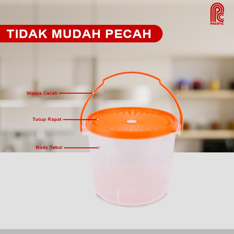 PACIFIC Sealware Bulat Toples Plastik 3.5 Liter Alexa Food Container Wadah Makanan PAC-SEALWARE Varian Warna gagang hijau 4