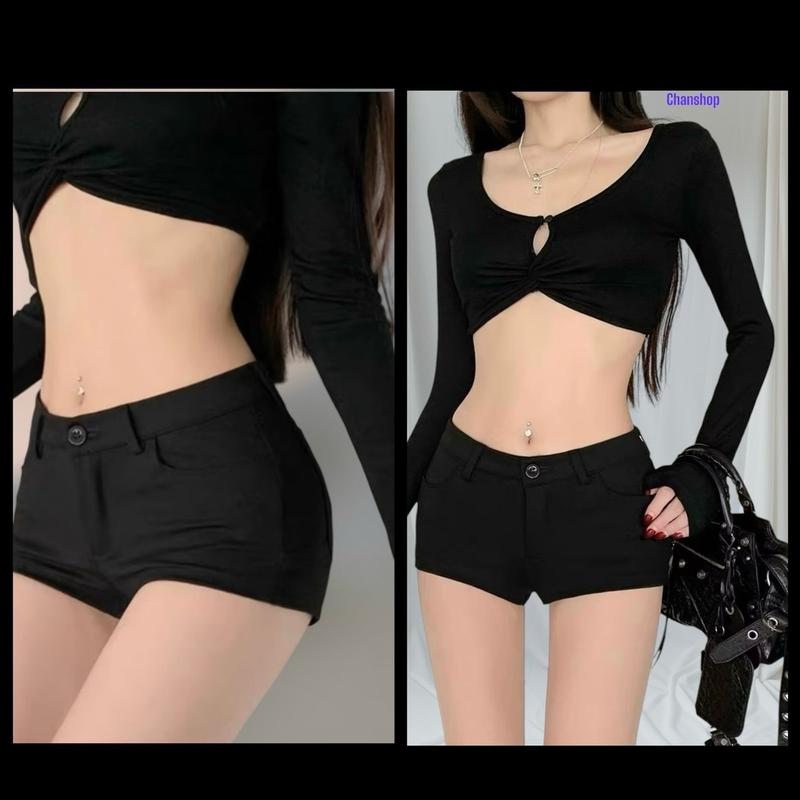 [Combo 2 Quần] Quần Short Nữ Cạp Trễ- umi Co Giãn 4 Chiều Women Pants 4