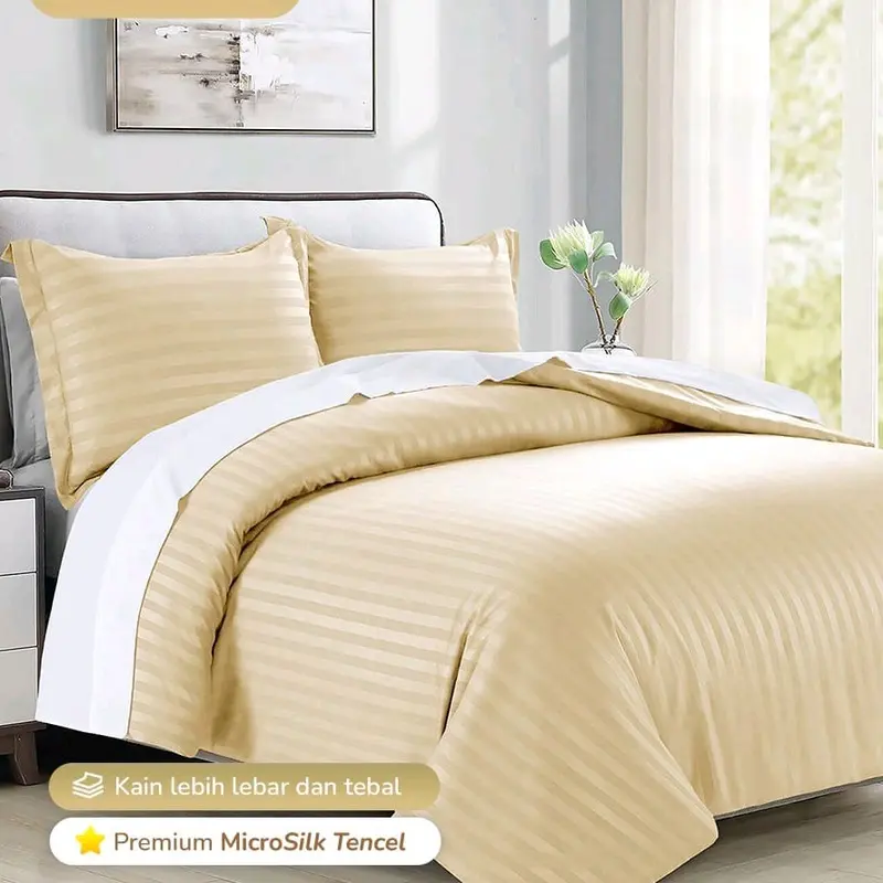 TINGGI 40 CM - SPREI HOTEL MICROTENCEL PREMIUM GRAMASI 130  SET ANTI GESER  FREE KARET ANTI GESER SEPRAI Kain Serat Bambu Mikro Sarung Bantal Frame 1