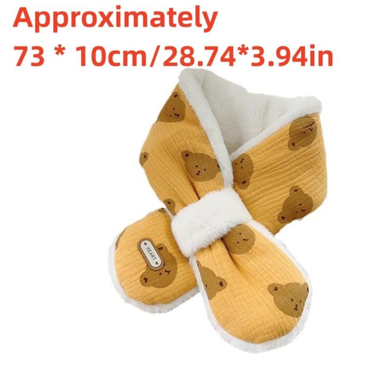 Product Introduction of Cute Cotton Plush Bear Winter Baby Scarfs Warm Baby Accessories Kids Neck Warmer Gifts Thick 1-6Y Cross Children Scarves For Girls Boys 12
