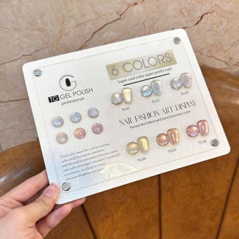 Set Sơn Mắt Mèo Ánh Trăng - Mắt Mèo Kim Cương TG Cao Cấp 6 Màu - kèm bảng màu