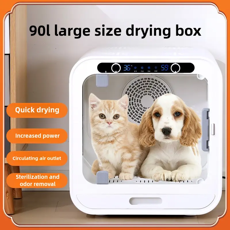 Pet Cabinet Drying Baker for Pet Automatic Cat and Dog Bath Dryer Household Hair Dryer Water Blower 90L