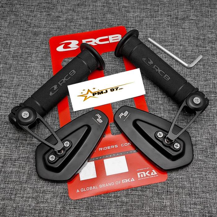 PAKET 2IN1 HANDGRIP RCB HG55 + SPION JALU OVAL COCOK UNTUK SEMUA MOTOR - GRIP RCB+SPION OVAL 2