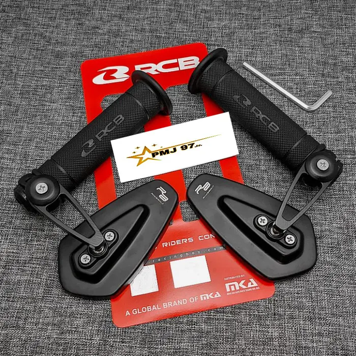 PAKET 2IN1 HANDGRIP RCB HG55 + SPION JALU OVAL COCOK UNTUK SEMUA MOTOR - GRIP RCB+SPION OVAL 2