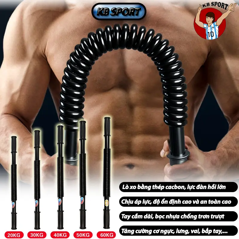 Gậy Bẻ Tập Cơ Tay Ngực Vai Thanh Lò Xo Cao Cấp Lực Bẻ 20kg 30kg 40kg 50kg Đàn Hồi Tốt Phù Hợp Luyện Tập Thể Thao Tại Nhà