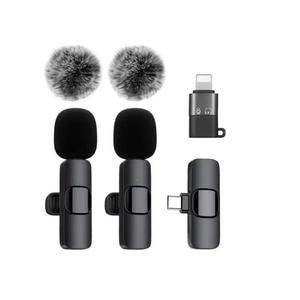 Wireless Lavalier Microphone, USB Rechargeable Plug-play Wireless Microphone, Omnidirectional Condenser Recording Microphone for iPhone Android