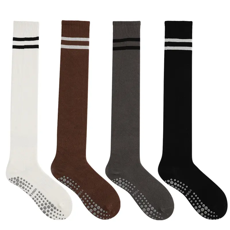Autumn and Winter over-the-Knee Yoga Socks Non-Slip Professional Women Pilates Socks Long Tube Sports Wholesale Striped Fitness