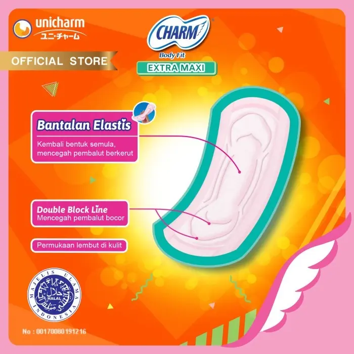 Charm Pembalut Body Fit Extra Maxi 23cm Wing 20 pads 1