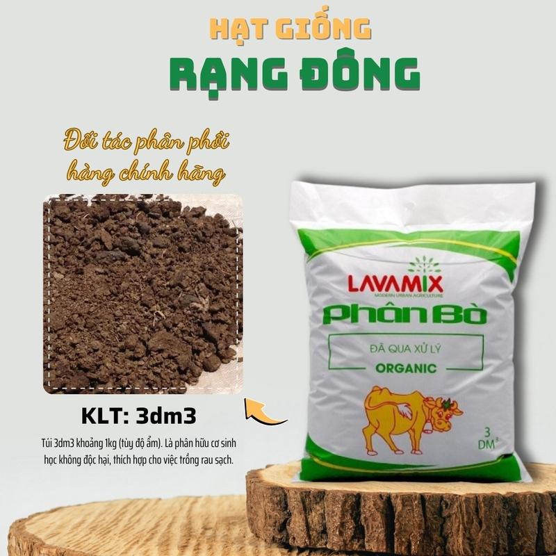 Phân Bò Hữu Cơ Lavamix (túi 3dm) - đã qua xử lý, bổ sung đạm, bón lót cho rau củ quả, hoa kiểng - Hạt giống Rạng Đông