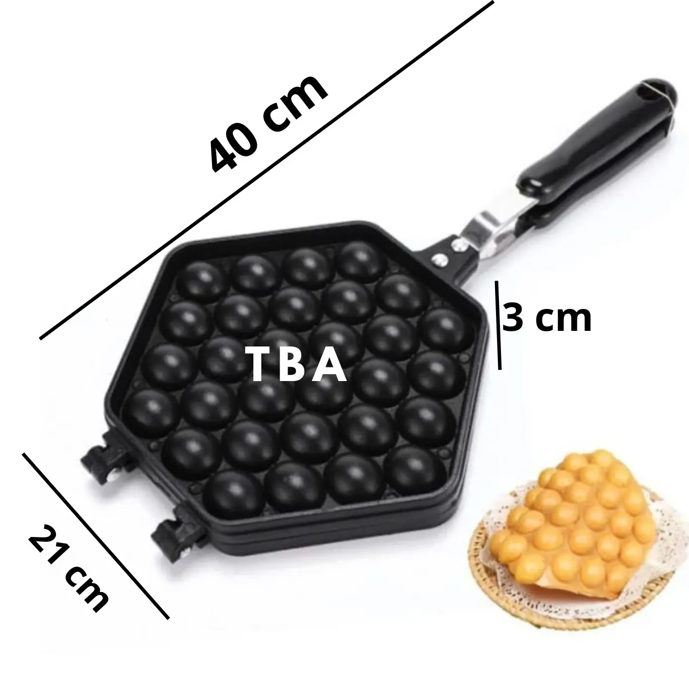 Cetakan egg waffle - Alat Cetakan Bentuk Telur Bulat  Hitam
