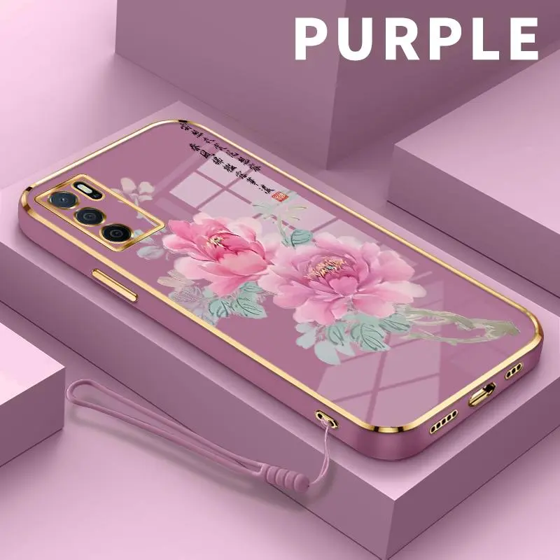 Casing Hp OPPO A16 A16s A1 Pro A11 A11x A11K A12 A12s A12e A15 A15s A16K A16e A17 A18 A1k A1x A2 5G A2x A3 A31 A32 A33 2020 A35 2021 A36 A37 A38 A39 A3 Casing Pelindung Lensa Silikon Lembut Motif Bunga Peony Sederhana Terbaru