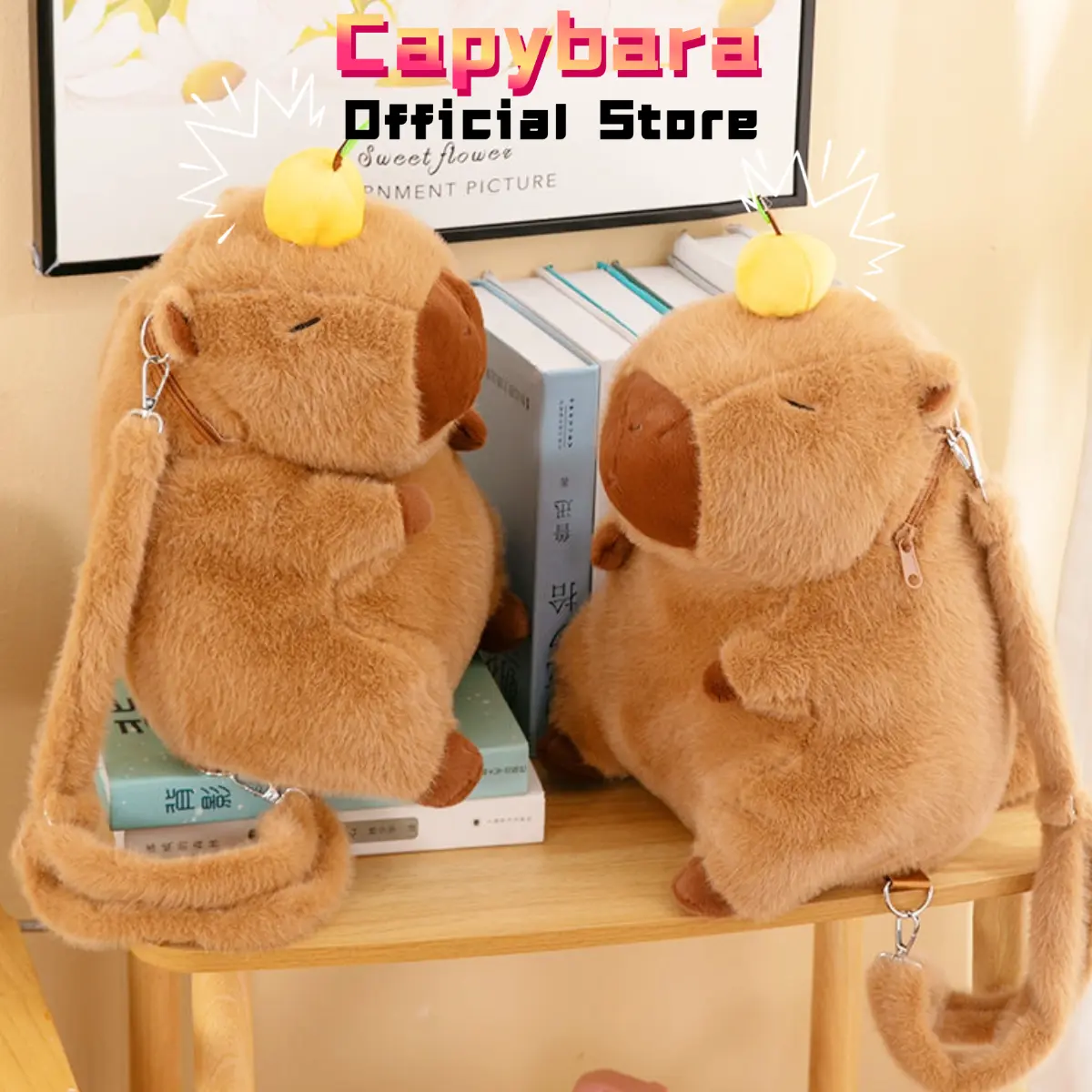 40cm Balo Capybara lông xù dễ thương, dung tích lớn, phù hợp cho sinh viên trong môi trường học đường! Thêm nữa, balo này có thiết kế 2 trong 1, có thể đeo một bên hoặc hai bên, thật tiện lợi nhé!