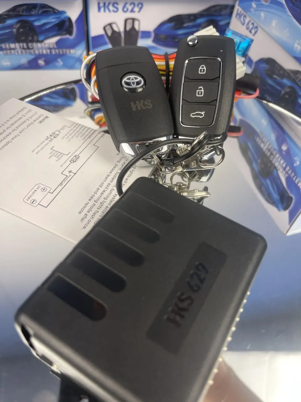 Bộ điều khiển cửa từ xa, khóa cửa ô tô HKS cho xe Toyota  kèm chuột cửa 12v Phụ Tùng Móc Khóa