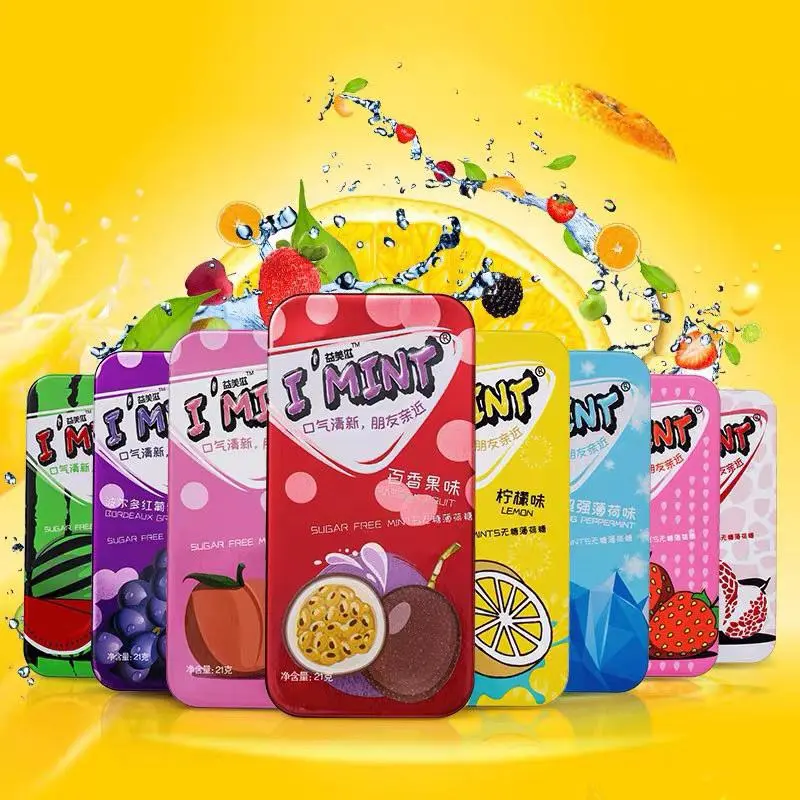 Kẹo Trái Cây Bạc Hà Không Đường Thơm Miệng IMINT Hộp Sắt - Ăn Vặt Nhà Nhi 3