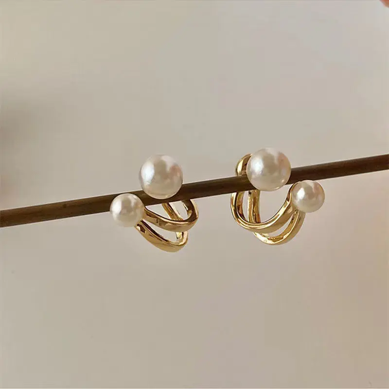 Liui   Anting-anting kancing mutiara jarum perak S925 untuk wanita, perhiasan telinga mode Korea