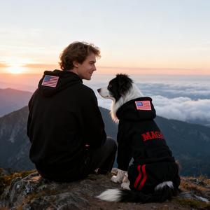 ショップ  服 MAGA愛国的な犬のパーカー-アメリカの国旗とインスピレーションの引用デザイン、赤と刺繍のペットスウェットシャツ、スナップボタン留め、小型/中型犬のためのオールシーズンコンフォート、アメリカのファンに最適、犬のパーカー、犬のアパレル、遊び心のある犬のデザイン 成田  犬  雑貨
