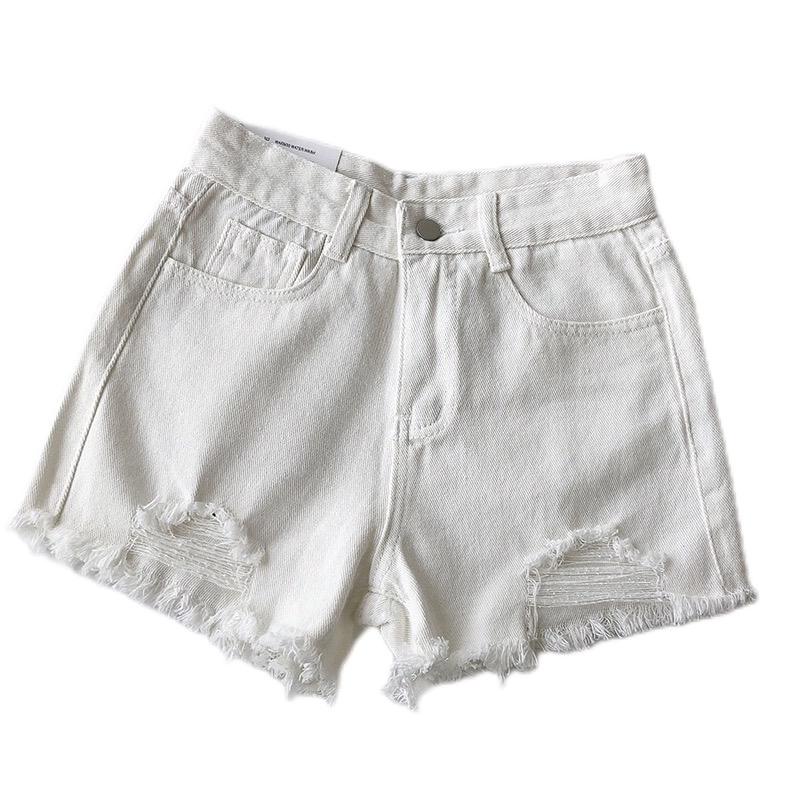 J005 Quần TẾT 2026 Quần Short Kaki Jean Rách Nhỏ lưng cao Quần Jeans Nữ Quần Bò Quần đùi denim nữ eo cao trẻ trung Quần sóc mùa xuân hè năng động quần ngắn rách tua rua Kem Pants Trắng Women Nhung thông thường thường Đen Đen quần short