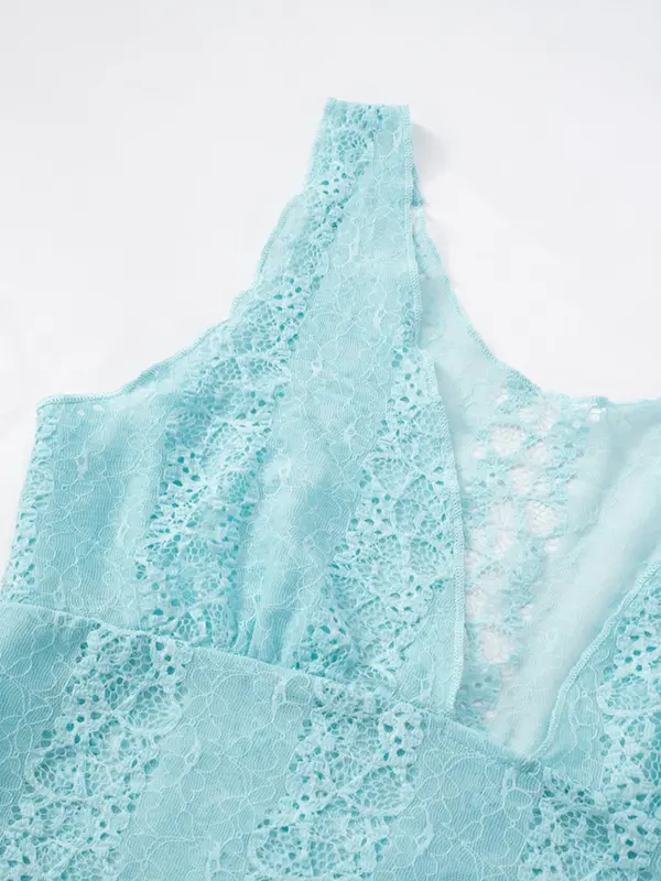 Women's Solid Color Halter Neck Lace Top, Fashion Casual Tank Top for Daily Outdoor Wear, Ladies Clothes for Summer 4