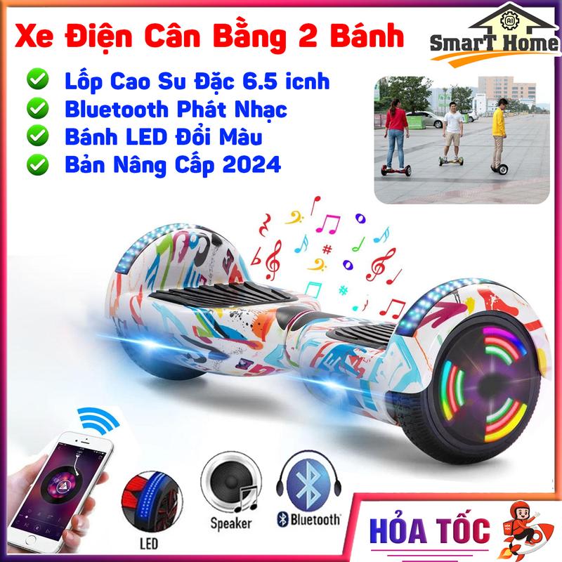 Xe Cân Bằng 2 Bánh Smart Balance 6.5 inch Tự Thăng Bằng Dành Cho Cả Người Lớn Và Trẻ Em - Xe Điện Cân Bằng kèm tay cầm cao cấp