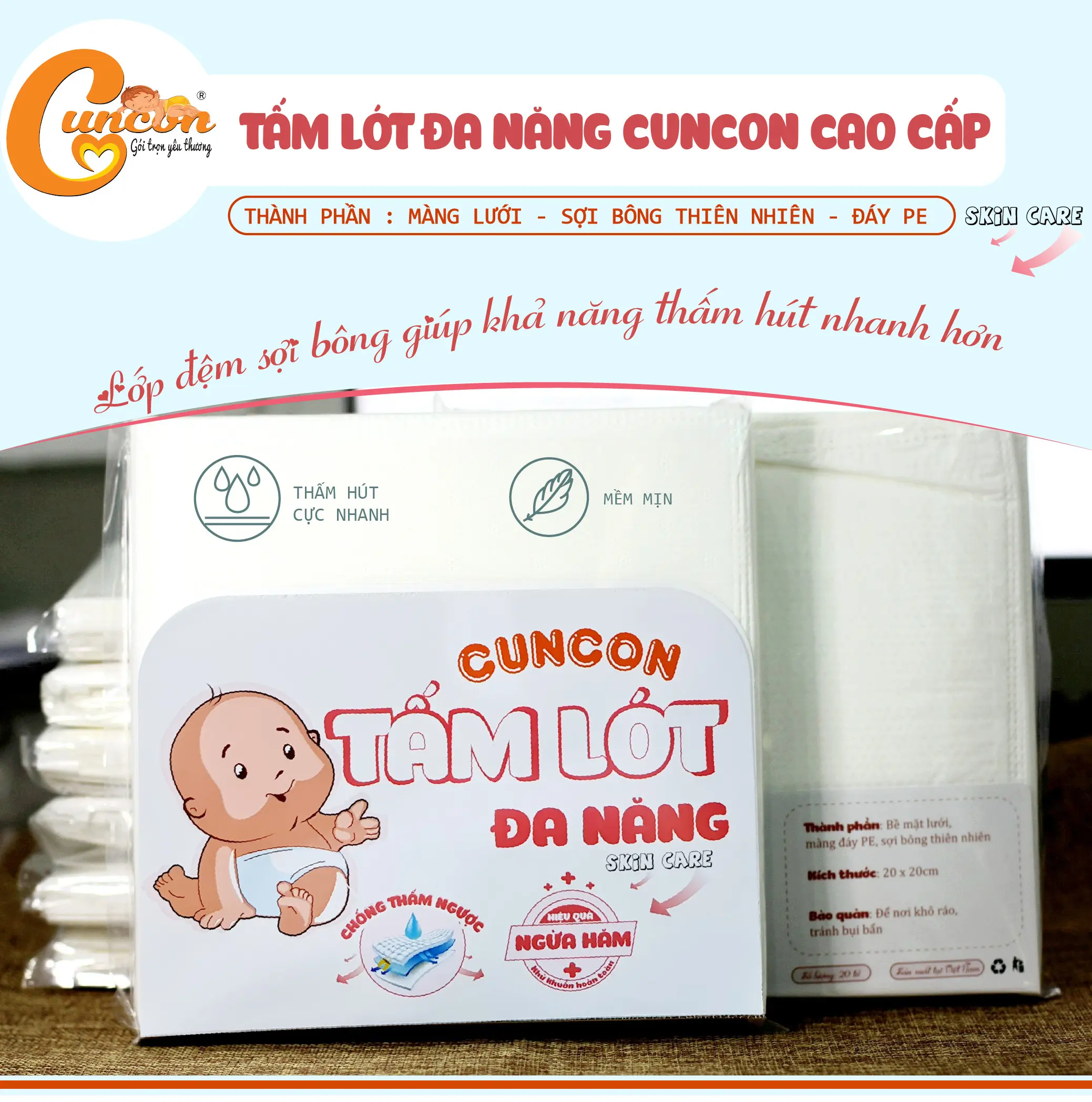 Tấm lót đa năng Cuncon 3 lớp (SKIN CARE)
