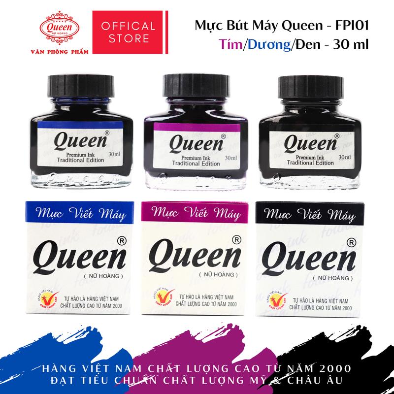 Mực viết máy Queen - 30ml - Tím/Đen/Xanh